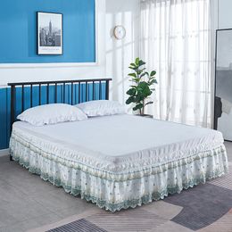 Joupe de lit en dentelle brodée européenne Bande élastique lit blanc Préparer la surface du lit