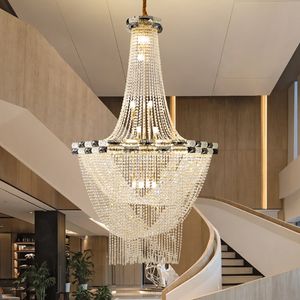 Europese duplex goud design gevoel kristallen woonkamer kroonluchter creatief nieuw villaproject hotellobby kristallen hangende verlichting