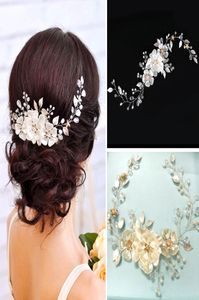 Europese elegante parelblad bruids headpieces bloem bruiloft hoofdbanden vrouwen haarband hoofddeksel meisjes bruiloft sluierjurk haar acce9742937