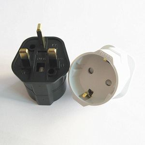 European Euro EU Schuko Pin to UK Plug Adaptor Travel Mains Adapter Converter Front Loading Flat / Round Socket Shape