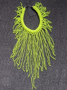 Europese mode neon gele verklaring vrouwen lange kralen chokers ster punk fluorescentie dikke kleedketen ketting 9945278