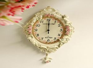 European Garden Ornament Luxury Watch Clock Home Furning Hars Relief Angel Living Room Wall Clock3989852