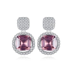 Rétro Micro Ensemble Zircon Coloré Carré Pierres Précieuses Boucles D'oreilles Bijoux De Mode Femmes S925 Argent Boucles D'oreilles haut de gamme pour Les Femmes De Noce Cadeau De La Saint-Valentin SPC