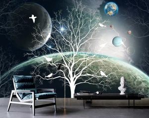 Europese Globe Starry Sky Small Tree FL Murals Wallpaper 3D TV achtergrond Grote muurschildering wallpapers voor woonkamer muurpapier