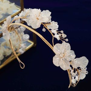 Ensemble de couronnes de diadèmes de mariage en coquille d'or européen fleur mariée casque mariées accessoires de cheveux bijoux de cheveux de soirée X0625