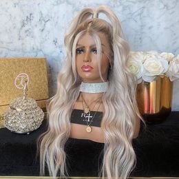 European Grace Wave Blanc Blonde 13x6 ace Front Perruques de cheveux humains avec Baby Hai Full Lace Wig pour les femmes noires Natural Hairline 13x4 Frontal préplumé Remy Brésilien