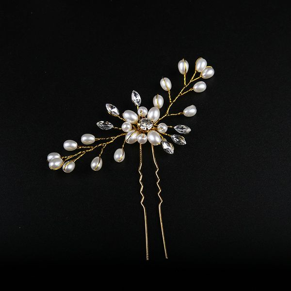 Accessoires de coiffure européens pour mariée, fait à la main, perle d'eau, diamant, fleur, épingle à cheveux, fourchette, bijoux de couronne de mariage blanc