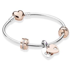Bracelet à breloques pendentif européen en forme de cœur, bijoux pour femmes, chaîne serpent