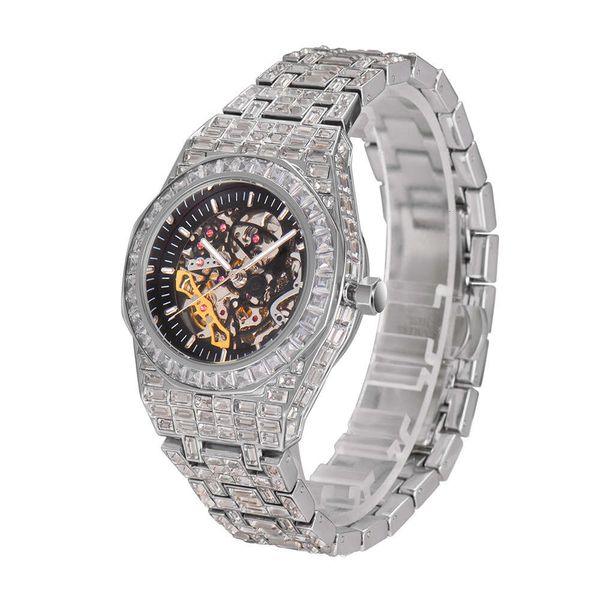 Offre spéciale européenne Hip Hop glacé diamant montre mécanique brillant CZ hommes bracelet montres pour les affaires