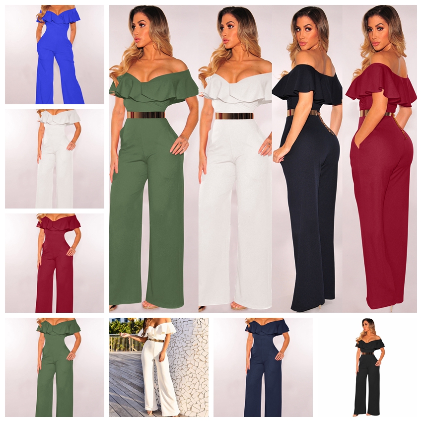 European hot solid color sexy sleeveless tube top ruffle strapless double-sack jumpsuit S M L XL support mixed batch