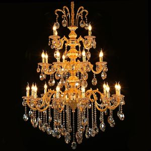 Europese K9 Kristallen Kroonluchters Royal Gold Luxe Hanglamp Villa Woonkamer Woonkamer Decoratie LED Indoor Home Verlichting
