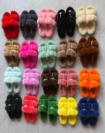 Luxury européen 100 Real Mink Fur Slipper Fashion Slippers Femmes Indoor Hiver Furry Slides Lames6334544