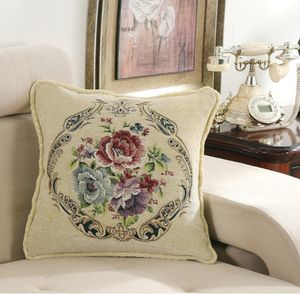 Luxe européen 45x45cm taie d'oreiller série housses de coussin fleurs couverture pour maison chaise canapé décoration taies d'oreiller carrées YLW-042