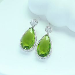 Marque de luxe européenne goutte d'eau Zircon Vintage boucles d'oreilles femmes Micro ensemble Zircon S925 boucles d'oreilles en argent charmante femme haut de gamme gemme boucles d'oreilles bijoux de mariage cadeaux