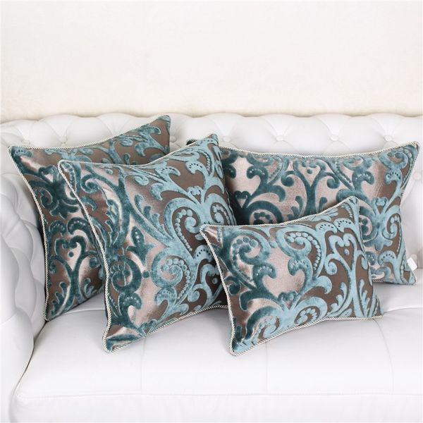 Cas de luxe européen bleu décoratif coussin coussin canapé chaise coussin couverture décor à la maison (non compris le remplissage) 201123