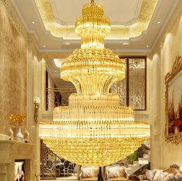 Europese luxe grote kristallen kroonluchters lichte villa hotel lobby crystal led hanglampen gouden kroonluchter verlichting voor project myy