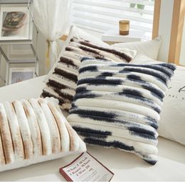 Funda de almohada de lujo europea Diseñador de moda Fundas de almohada suaves de color puro Fundas de cojines modernos Funda de almohada de rayas de alta calidad Decoración para el hogar YLW-044