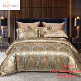 Funda nórdica de jacquard de rayón satinado de lujo europeo, 220x240, 2 personas, cama doble, juego de cama, edredón tamaño Queen King 240115