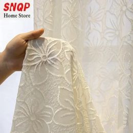 Europese luxe witte tule gordijn voor woonkamer verduisterend geborduurd kant slaapkamer jacquard pure eetkamer aangepaste bruiloft 240109