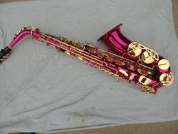 Saxofón alto Eb de alta calidad hecho en Europa, pintura en polvo chapada en oro, saxofón alto profesional plano E, instrumento musical