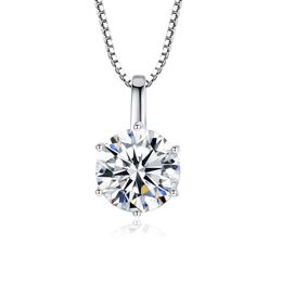 Klassieke Six Claw Moissanite S925 Zilveren Hanger Ketting Mode Vrouwen Super Sprankelende Edelsteen Box Ketting voor Vrouwen Bruiloft Valentijnsdag Geschenk SPC