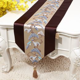 Camino de mesa de centro de tela de seda moderna europea, mantel de mesa de comedor de retazos de encaje, manteles individuales rectangulares de 180x33 cm