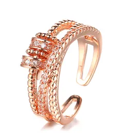 Europese nieuwe dubbele line Smart Ring vrouwelijke persoonlijkheidsstijl diamant roterende accessoires