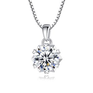 Collier pendentif Moissanite S925 STERLING Silver Six Claw Diamond Box Chain Collier Europe Charme Femmes Collar Chaîne Jewelry Party Mariage Saint Valentin Gift Spc