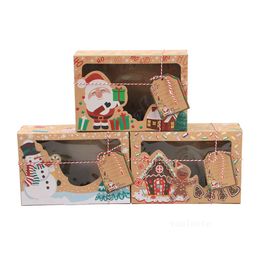 Europese verpakkingsdozen Kraft Paper Candy Biscuit Box Christmas Krafts Paper Gingerbread Box PVC Window Cake Cadeau Boxlt101