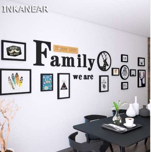 Ensemble de cadres Photo de peinture européenne, lettres «famille», décoration moderne pour la maison, décoration murale en bois, cadre Photo familial
