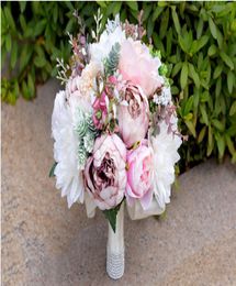 Fleurs de pivoine européennes bouquets nuptiaux Fleurs de soie maison d'honneur de la main-d'œuvre Holding Flowers 2019 bouquet manuel décoration de maison7908347