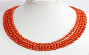 Europese roze oranje 4 rijen 6 mm ronde kralen kunstmatige koraalketen hoogwaardige ketting sieraden 1720 ininch b14526533988