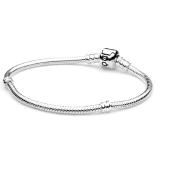 Bracelet de chaîne de serpent plaqué argent sterling S925 populaire européen Fit Pandora Charm Perles Bracelet Bracelets Main Poignet pour Femmes Bijoux Cadeau Prix de Gros