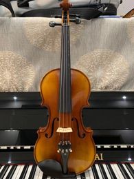 Violín profesional de madera maciza de abeto natural con patrón de tigre hecho a mano puro europeo, violín profesional 4/4 para tocar instrumentos de cuerda