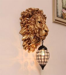 Europese Retro Gouden Leeuw Wandlamp Vintage Kristallen Wandkandelaar Verlichtingsarmaturen Woonkamer Slaapkamer Trap Bar Binnen Wandlampen AC1252665