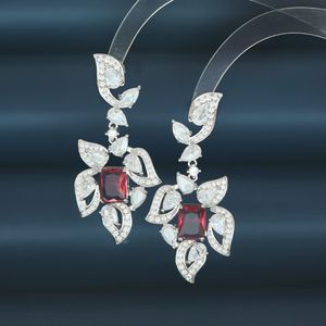 Européen Rétro De Luxe Géométrique Gem Boucles D'oreilles Femmes Marque Coloré 3A Zircon Exquis Boucles D'oreilles Charme Femme s925 Argent Boucles D'oreilles De Noce Bijoux Cadeaux