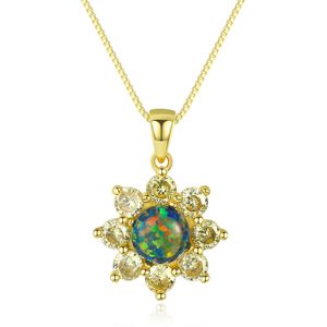 Collier pendentif opale rétro S925 argent 3A Zircon boîte de tournesol chaîne collier femmes européennes collier exquis chaîne de mariage bijoux accessoires cadeau SPC