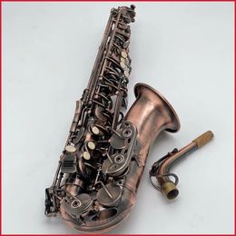 Europese retro professionele altsaxofoon antiek geborsteld ambachtelijke diep gegraveerde toetsen vergulde E-tune altsax instrument