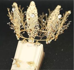 Europese Rhinestone Prinses Big Crown Crown Tiara Trouwjurk Haaraccessoires Studio Accessoires Bruids Sieraden Goud