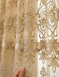 Cortina de tul Beige de lujo real europeo para cortina de ventana de dormitorio para sala de estar cortinas elegantes decoración del hogar europea 3624 LJ206844435
