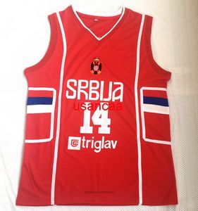 Europese Servië Nikola 14 Basketball Jersey heren borduursels shirts sportteam rode maat S-2xl