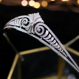 Europese eenvoudige sprankelende volledige zirkoon bruids tiara's kronen plated kristal bruiloft haarbanden voor bruiden bruidsmeisje sieraden T190629