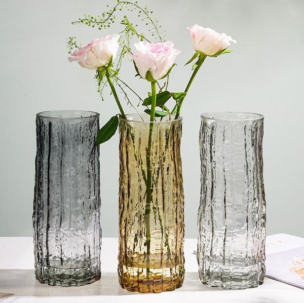 Vases simples européens créatifs Vase en verre coloré Transparent salon dessus de table petite bouche maison Vase à fleurs artisanat décor