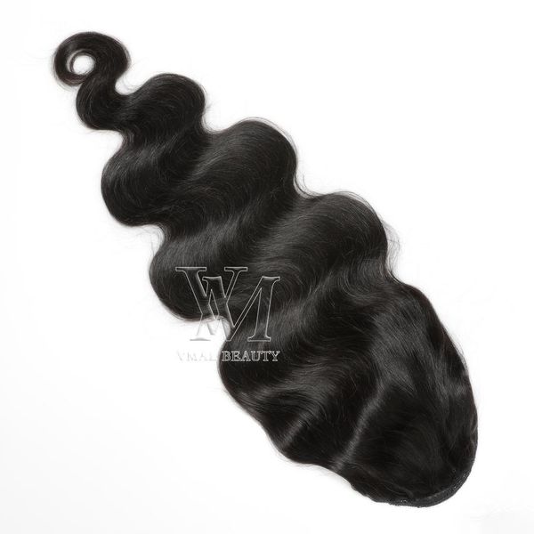 Clip de trou serré de prêle à dessin unique européen en 120g # 1B Body Wave Cordon de serrage Queues de cheval Remy Virgin Extensions de cheveux humains