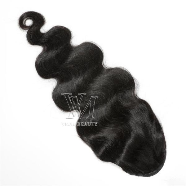 Clip de trou serré de prêle à dessin unique européen en 120g # 1B Body Wave Cordon de queue de cheval Remy Virgin Extensions de cheveux humains250n