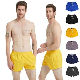 Pantalones cortos de verano transpirables de secado rápido de Color sólido europeo, pantalones de natación de playa para hombres y adultos