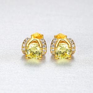 Style européen plaqué or 18 carats boucles d'oreilles en pierres précieuses colorées luxe exquis s925 argent femmes boucles d'oreilles haut de gamme bijoux accessoires cadeau