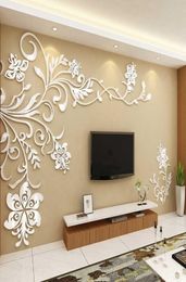 Style européen 3d Flower Tree Sticker Autocollant salon décoratif décoratifs Home Art Decor Affiche solide en acrylique papier peint autocollants 208242433