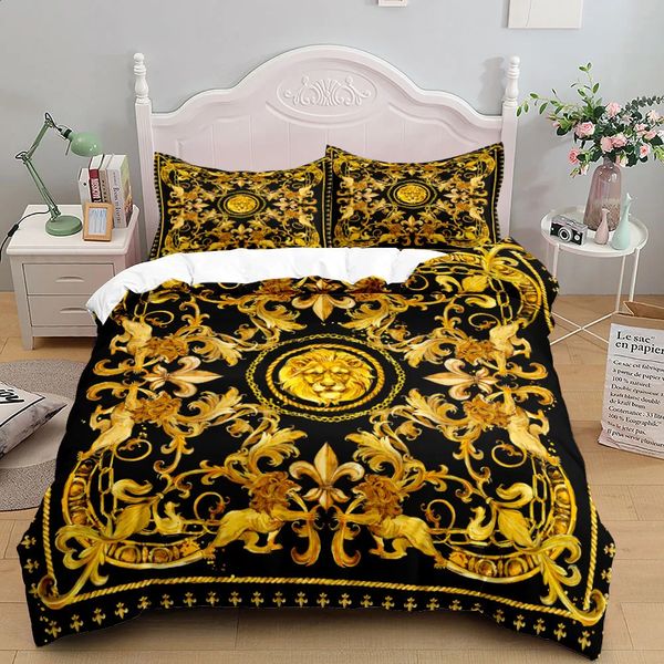 Ensemble de couverture de couette lion de style baroque de style Europe