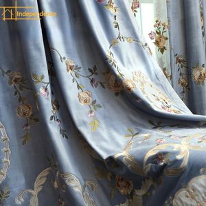 Rideaux de flanelle de la floricalité de style européen pour la chambre à coucher du salon rideau d'écran de fenêtre brodé